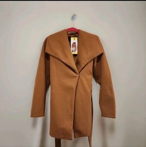 Tahari Water Resist Tie Belt Trench Wrap Coat Small Quiet Luxury Tan Old Money